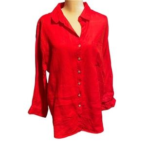 Christian Siriano 100 linen ladies top size medium red pre worn
